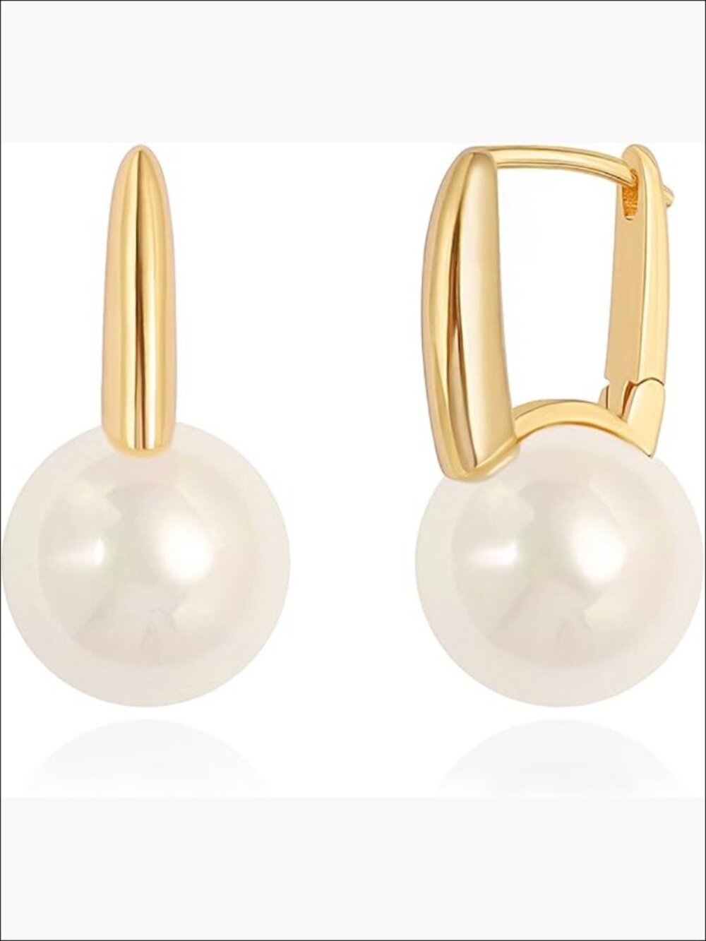 Shell Pearl Drop Dangle Earrings 18K Gold Plated Leverback - Picture 1 of 7